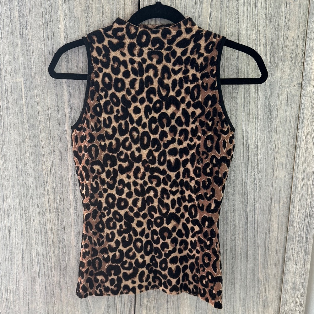Milly Textured Cheetah mock sleeveless top